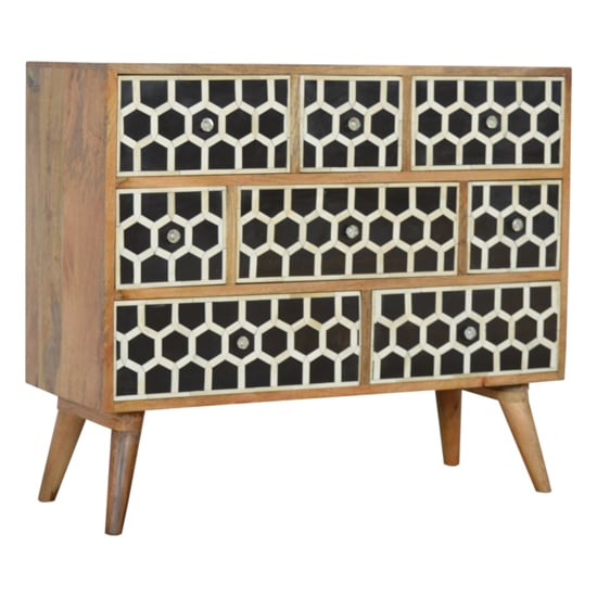 Read more about Ouzo wooden chest of drawers in bone inlay and oak with 8 drawer