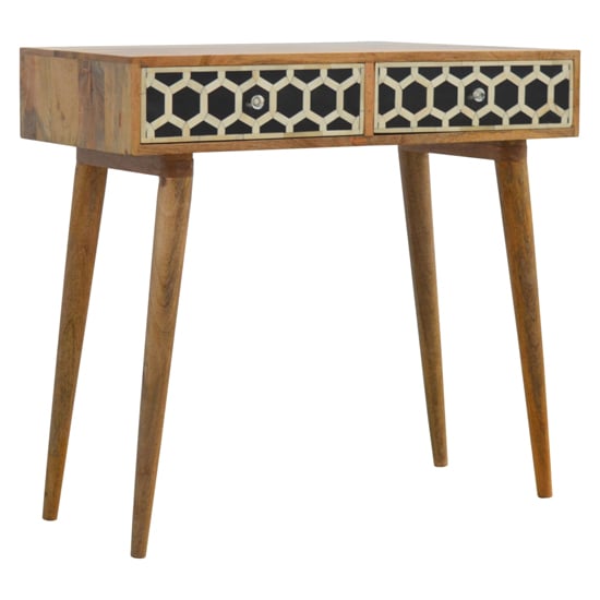 Product photograph of Ouzo Wooden Console Table In Bone Inlay And Oak from Furniture in Fashion