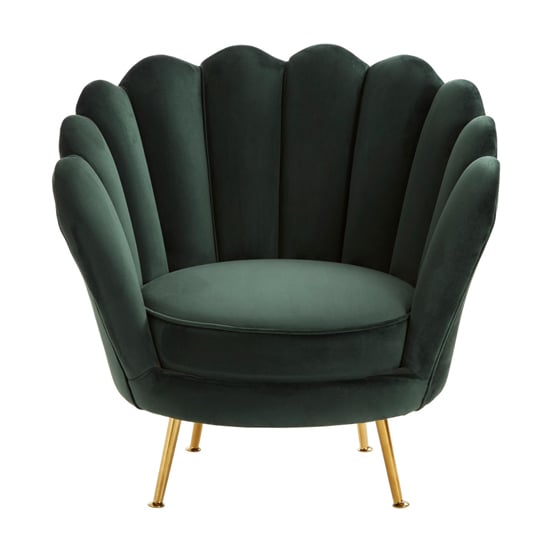 Ovaley Scalloped Plush Velvet Accent Chair In Deep Green | Furniture in ...