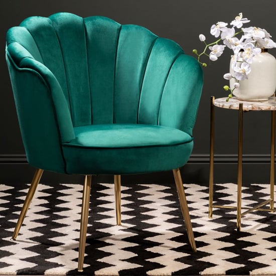Read more about Ovaley upholstered velvet accent chair in emerald green
