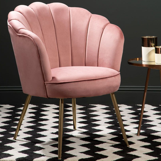 Read more about Ovaley upholstered velvet accent chair in pink