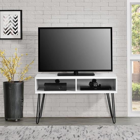 Product photograph of Ower Wooden Retro Tv Stand In White from Furniture in Fashion
