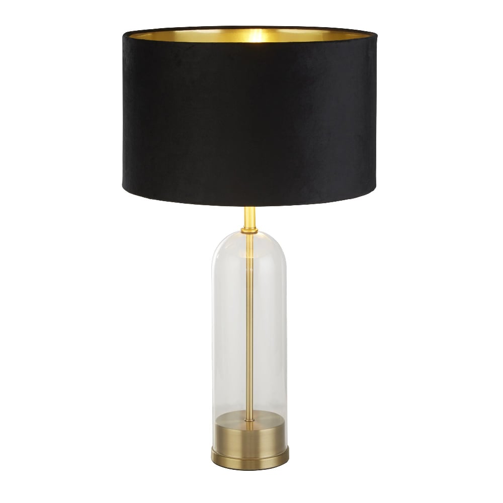 Read more about Oxford black velvet shade table lamp with glass brass base