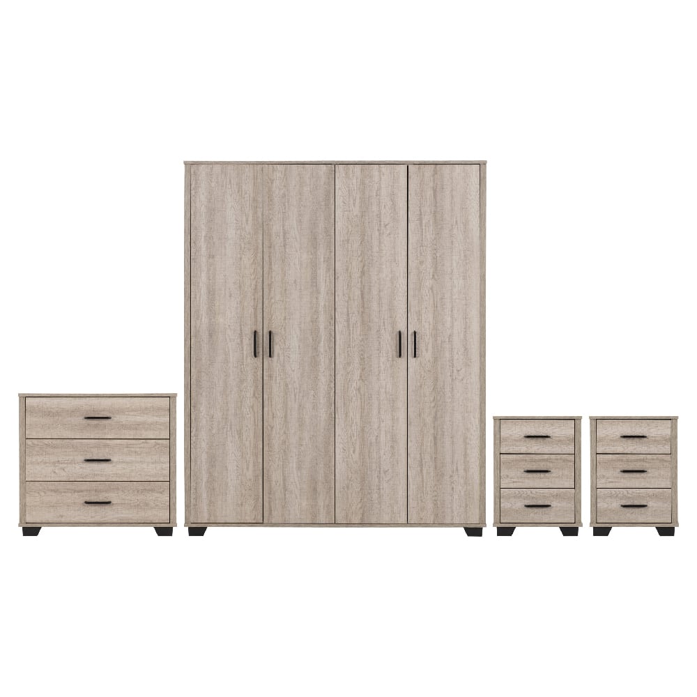 Read more about Oxnard wooden bedroom furniture set with 4 doors in light oak