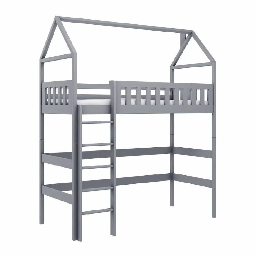 Read more about Ozark wooden bunk bed with bonnell mattress and ladders in grey