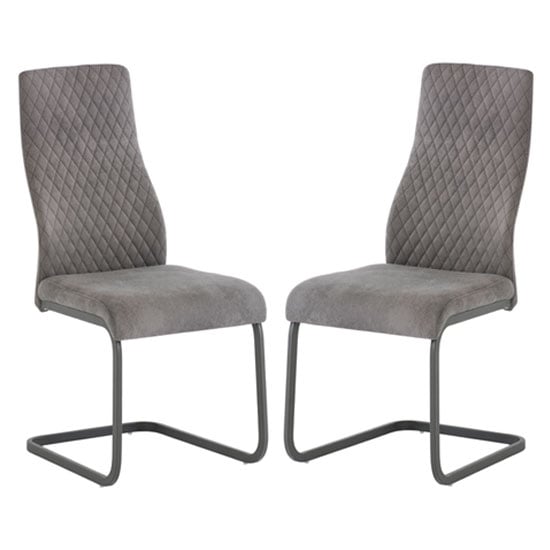 Read more about Palmen light grey fabric dining chair in a pair