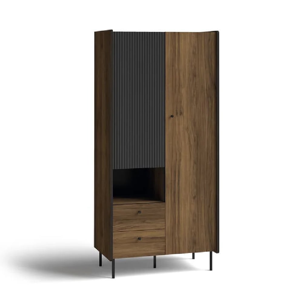 palisade wooden wardrobe with 2 doors in oak walnut