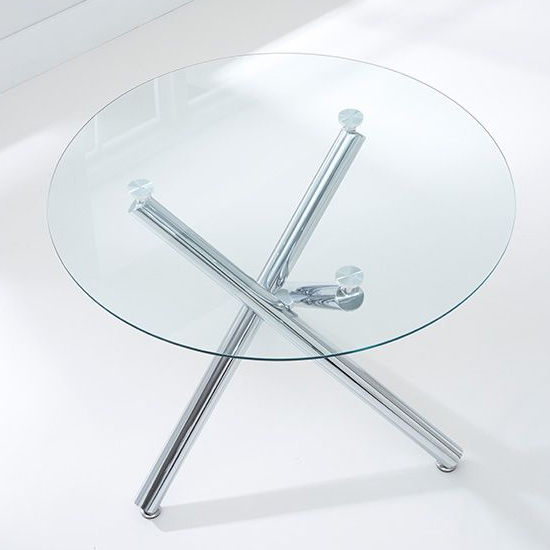 Palmao Round Glass Dining Table With Chrome Legs | Sale