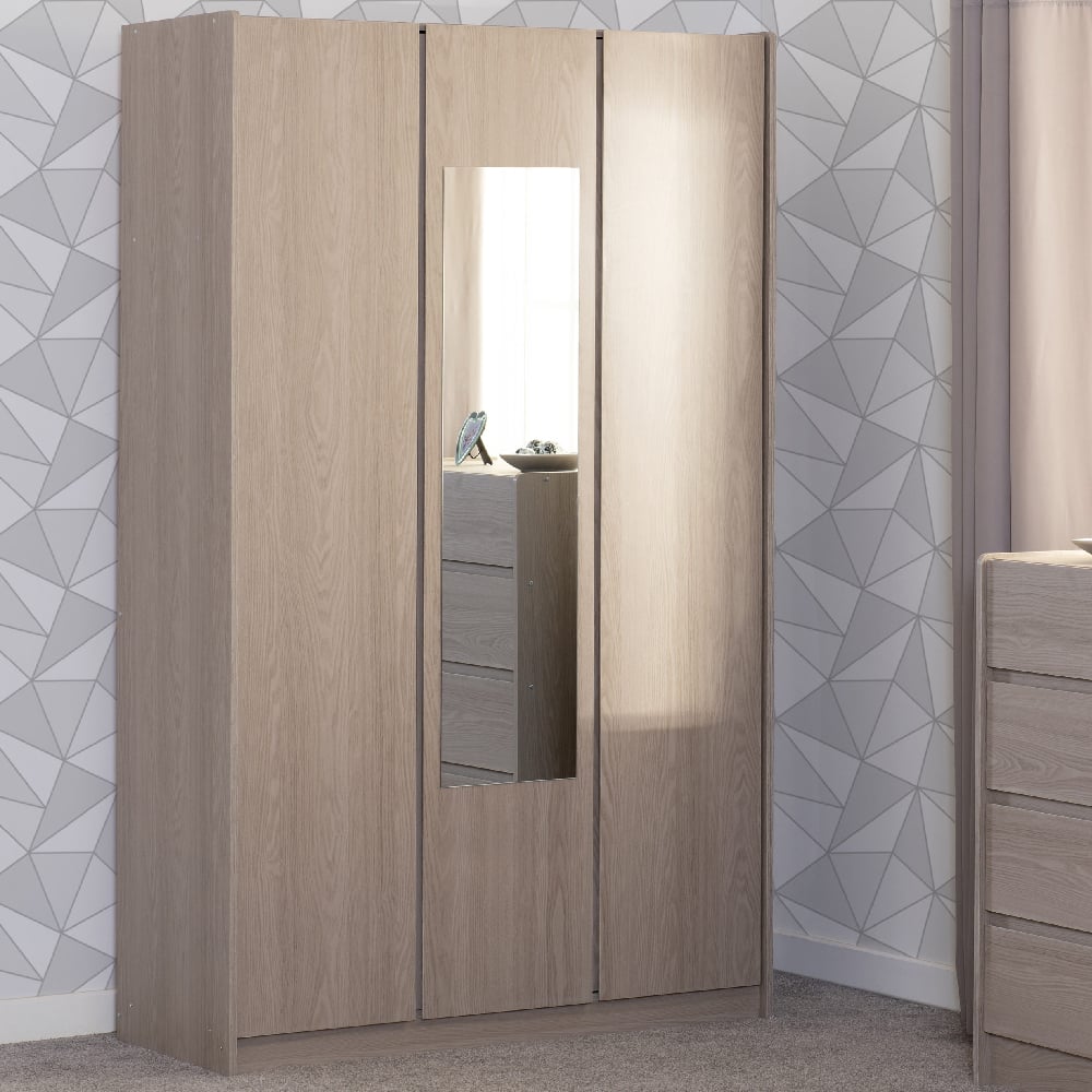 Read more about Palmyra mirrored wardrobe with 3 doors in smoked ash