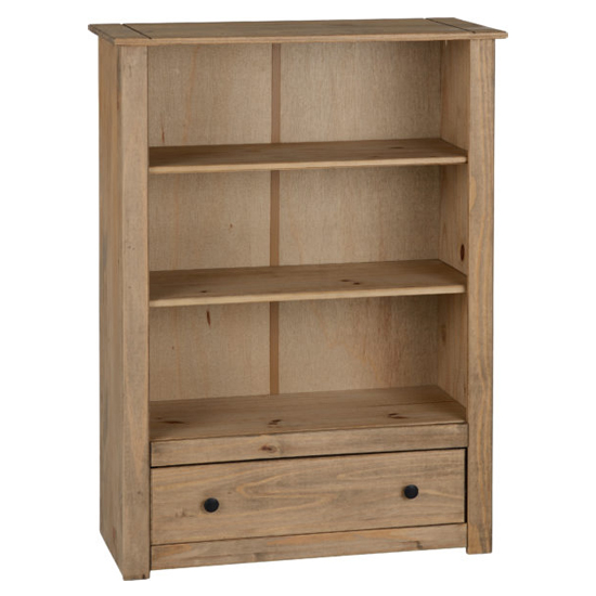 Product photograph of Prinsburg Wooden 1 Drawer Bookcase In Natural Wax from Furniture in Fashion
