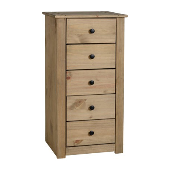 Product photograph of Prinsburg Wooden Chest Of 5 Drawers In Natural Wax from Furniture in Fashion