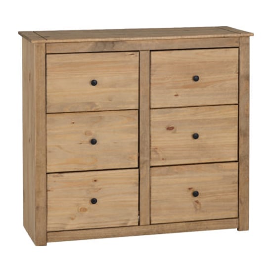Photo of Prinsburg wooden chest of 6 drawers in natural wax