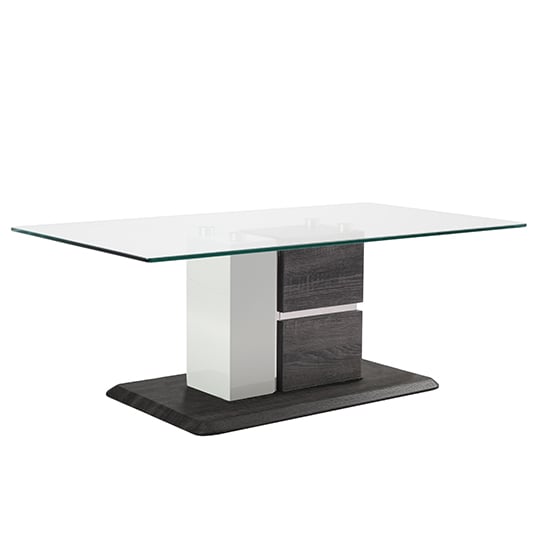 Product photograph of Panama Glass Coffee Table With Dark Grey Wooden Base from Furniture in Fashion