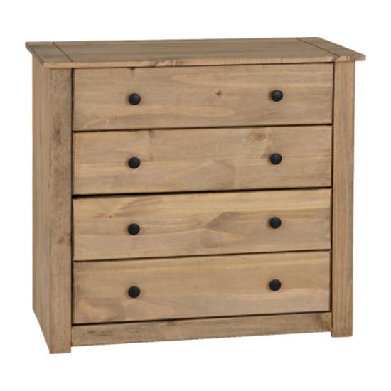 Read more about Prinsburg wide wooden chest of 4 drawers in natural wax