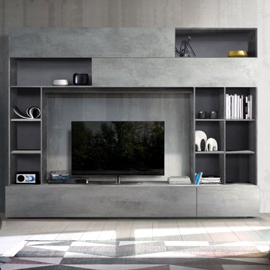 Read more about Pandora large entertainment unit in oxide and cement effect