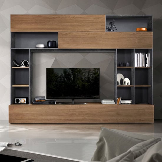 Read more about Pandora large entertainment unit in oxide and stelvio walnut