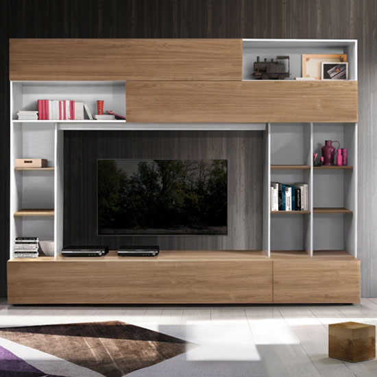 Read more about Pandora large entertainment unit in white and stelvio walnut