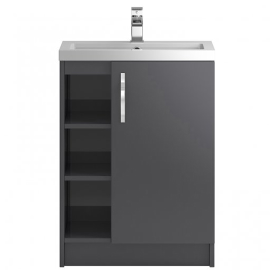 Product photograph of Paola 60cm 1 Door Floor Vanity Unit With Basin In Gloss Grey from Furniture in Fashion