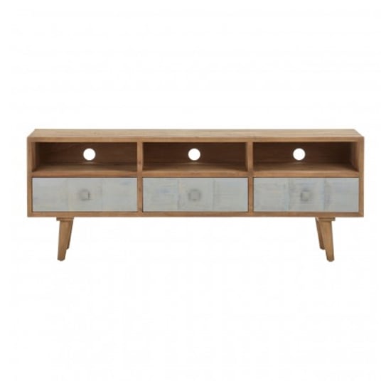Photo of Papeka wooden tv stand with 3 drawers in natural and whitewash