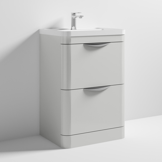 Product photograph of Paradox 60cm Floor Vanity With Polymarble Basin In Grey Mist from Furniture in Fashion
