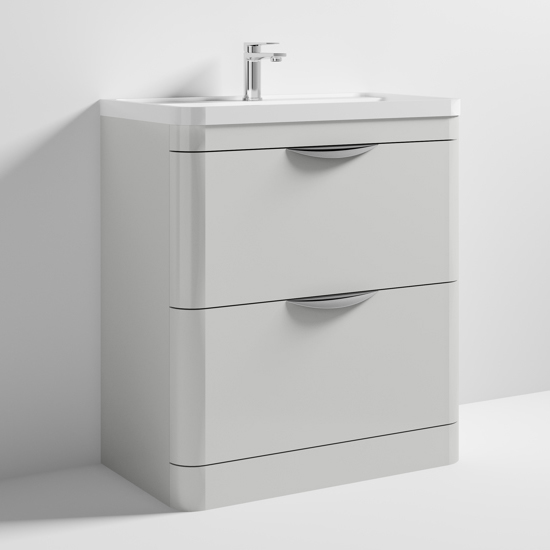 Product photograph of Paradox 80cm Floor Vanity With Polymarble Basin In Grey Mist from Furniture in Fashion
