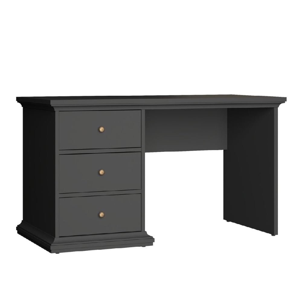 parayo wooden laptop desk with 3 drawers in matt grey