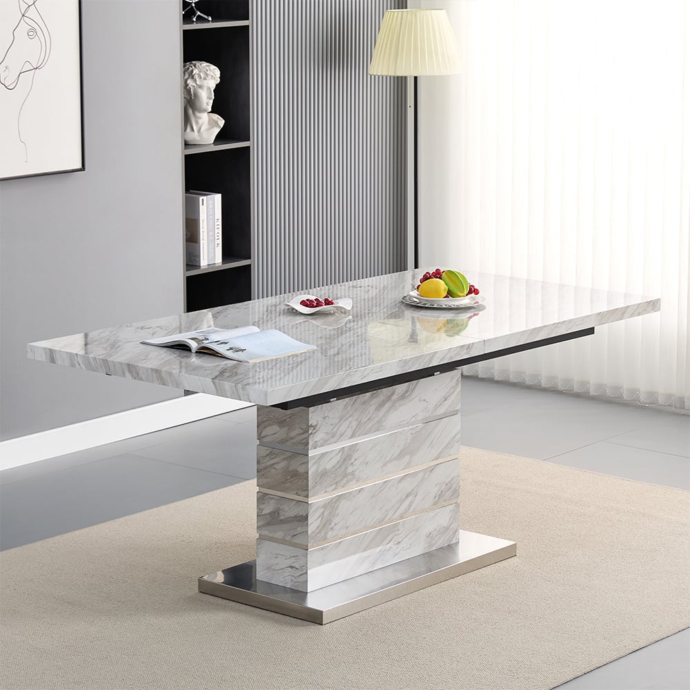 Product photograph of Parini Small Extending Dining Table In Magnesia Marble Effect from Furniture in Fashion