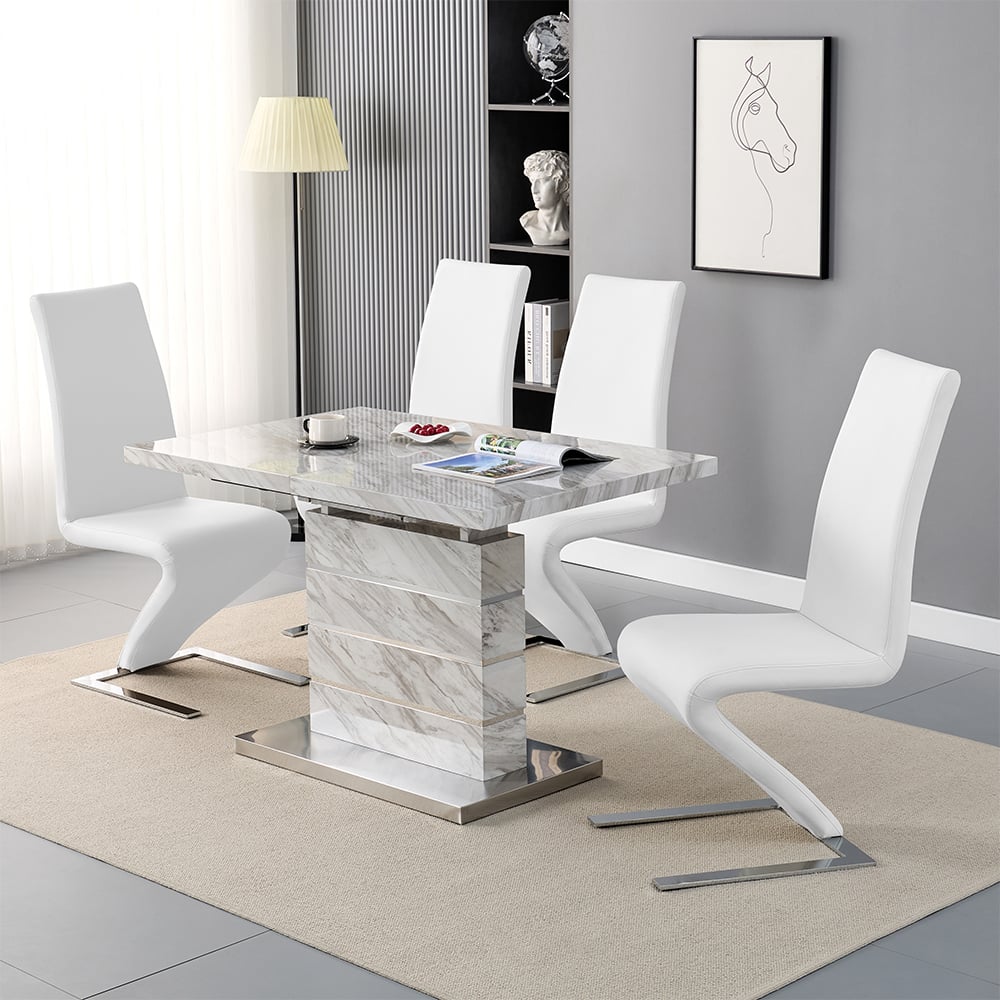 Product photograph of Parini Small Extending Magnesia Dining Table 4 Demi White Chairs from Furniture in Fashion