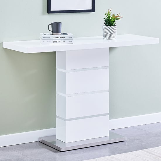 Read more about Parini rectangular high gloss console table in white
