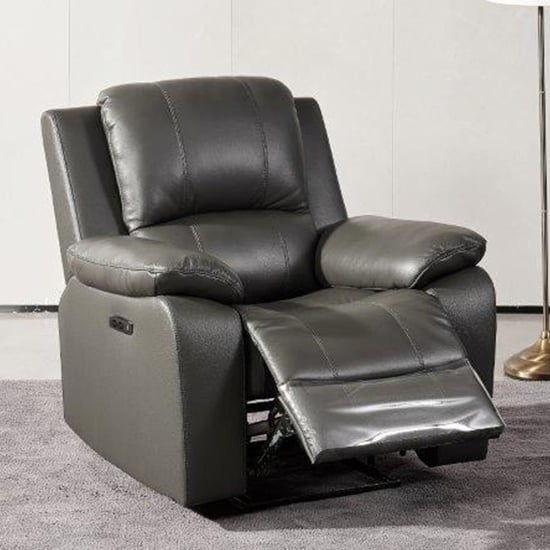 Product photograph of Parker Faux Leather Electric Recliner Armchair In Grey from Furniture in Fashion