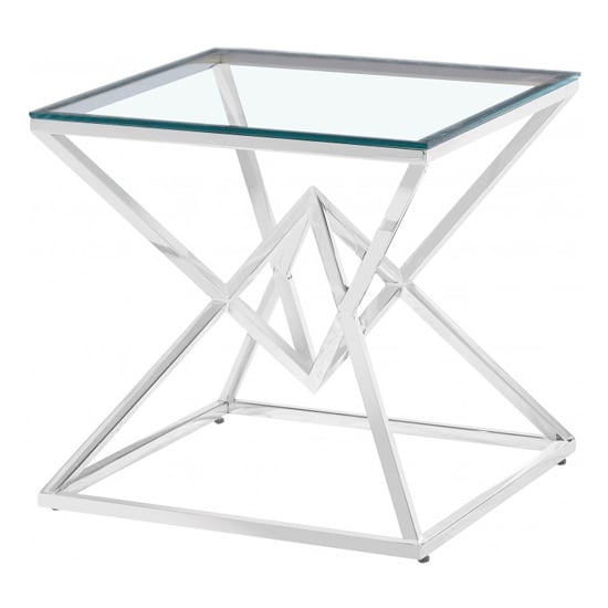 Parma Clear Glass Side Table With Silver Stainless Steel Legs ...