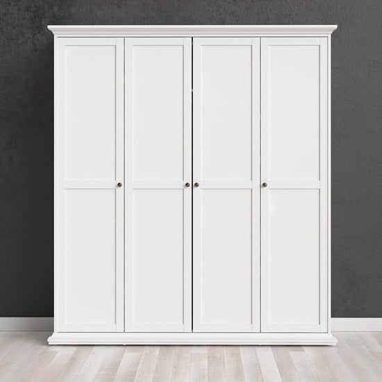 Photo of Paroya wooden 4 doors wardrobe in white