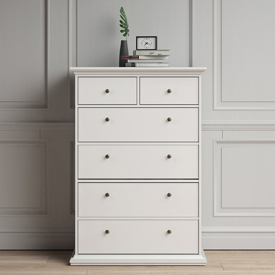 Read more about Paroya wooden chest of drawers in white with 6 drawers