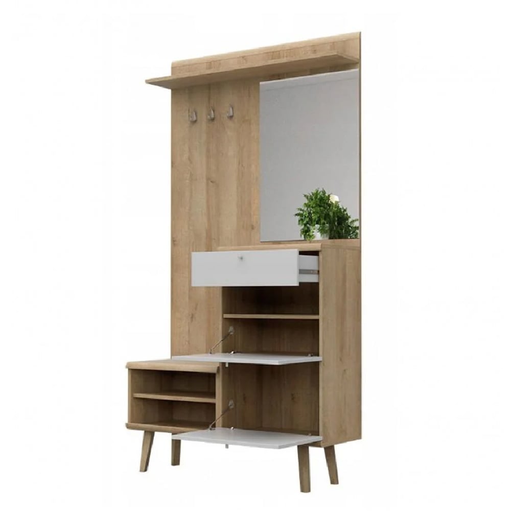 Read more about Pasco wooden hallway furniture set in matt white and oak