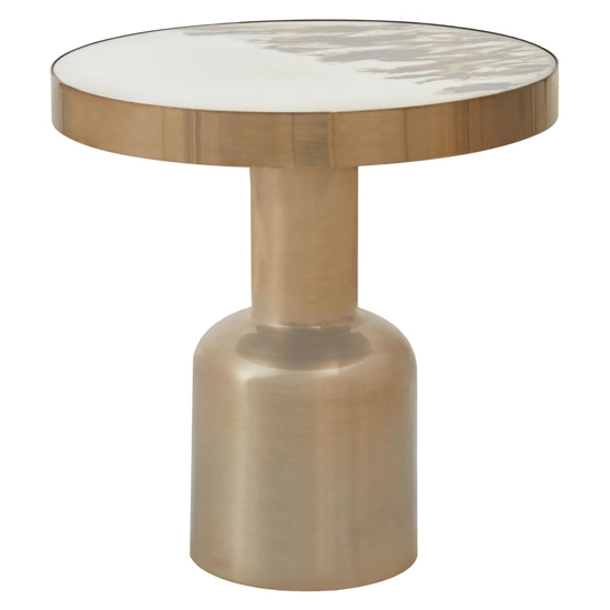 Product photograph of Paso Round Robust Glass Side Table With Gold Metal Base from Furniture in Fashion