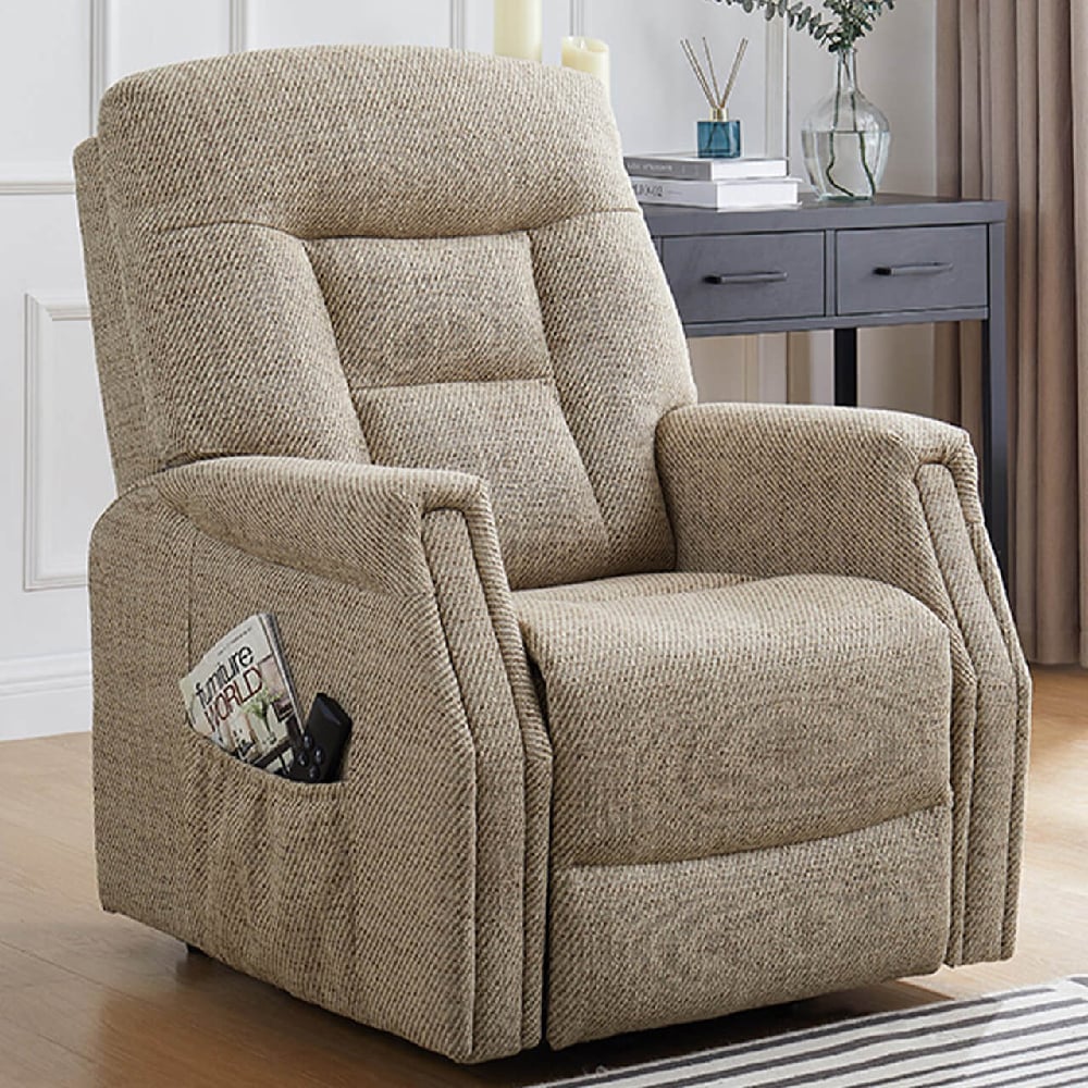 passaic fabric electric recliner chair in oatmeal