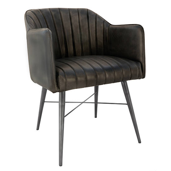 Product photograph of Pathein Faux Leather Armchair Dark Grey With Black Legs from Furniture in Fashion