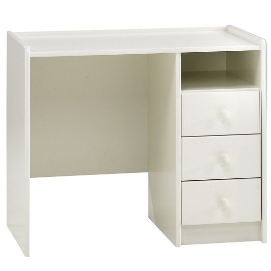 Pathos Wooden Childrens Desk In White With 3 Drawers Furniture