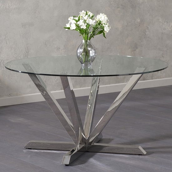 Patrick Round Glass Dining Table With Chrome Legs | Furniture in Fashion