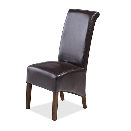 Read more about Payton dining chair in brown bonded leather and dark legs