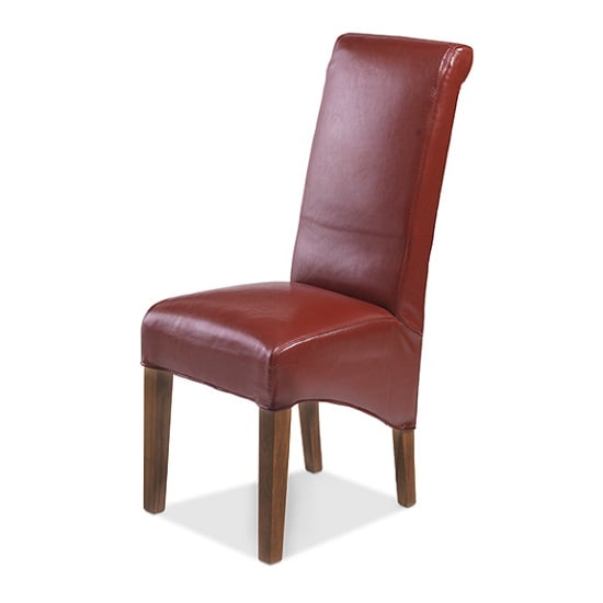 Product photograph of Payton Dining Chair In Red Bonded Leather And Dark Legs from Furniture in Fashion