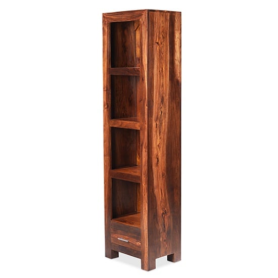View Payton wooden slim bookcase in sheesham hardwood