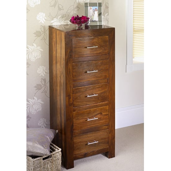 Read more about Payton wooden chest of drawers tall in sheesham hardwood