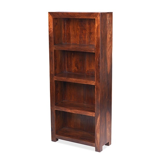 View Payton wooden bookcase wide in sheesham hardwood