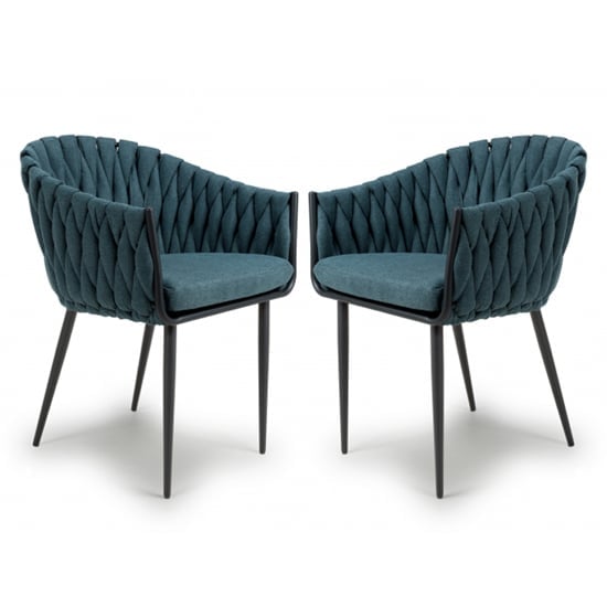 Product photograph of Pearl Blue Fabric Dining Chairs With Black Legs In Pair from Furniture in Fashion