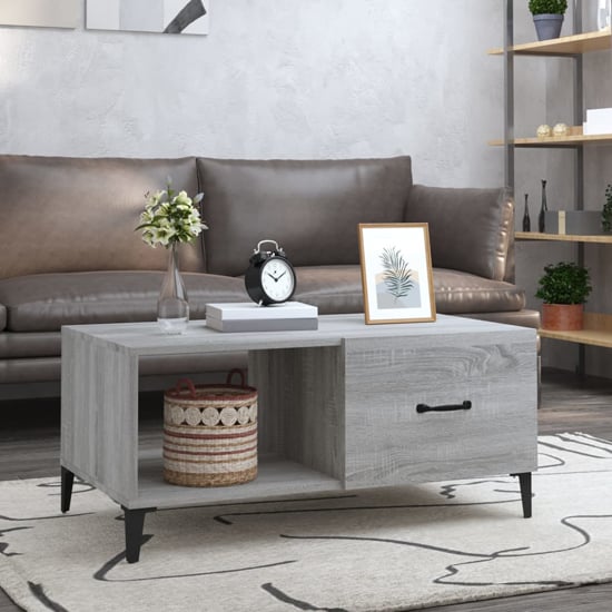 Read more about Pearl wooden coffee table with 1 flap in grey sonoma oak