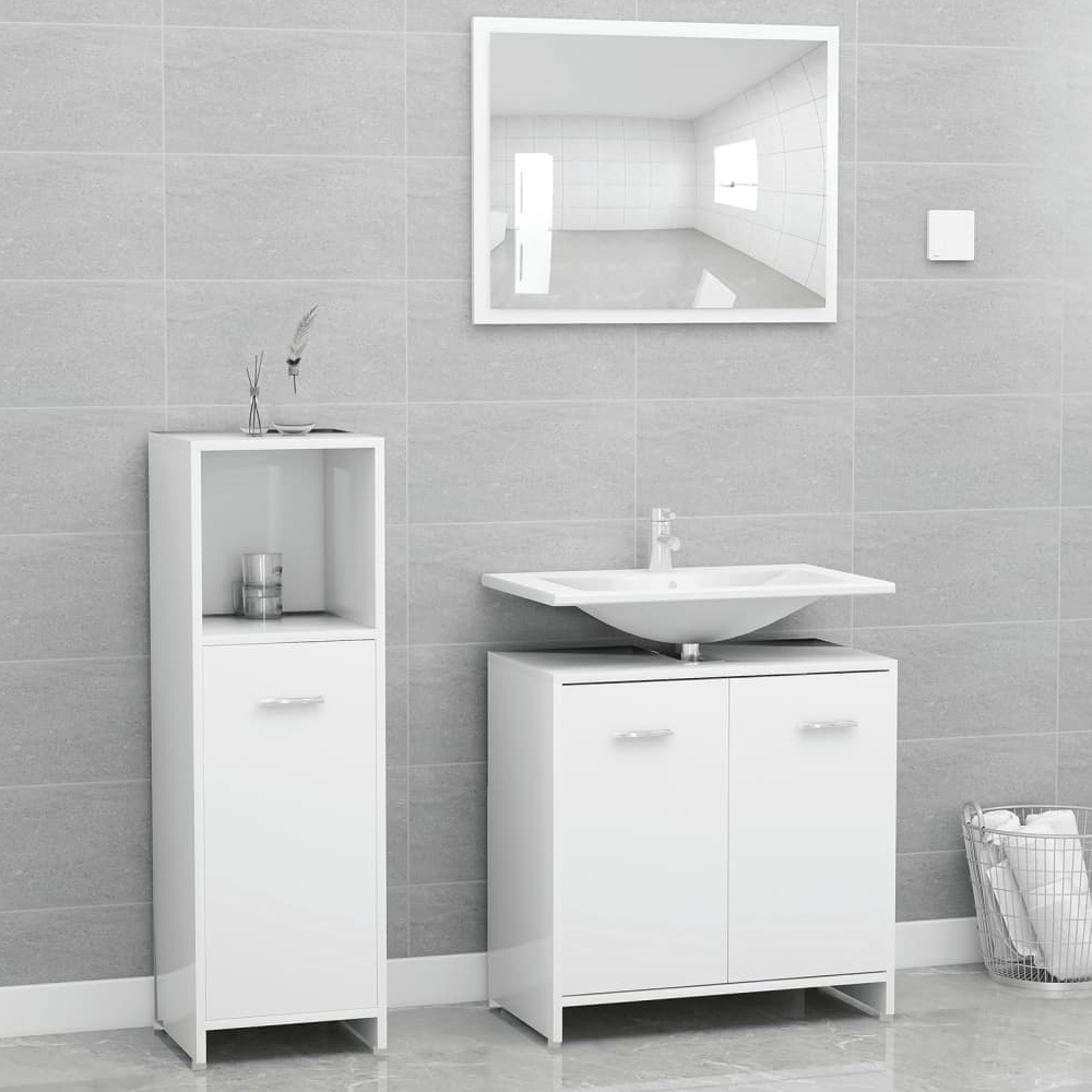 Read more about Pecos wooden 3 piece bathroom furniture with mirror in white