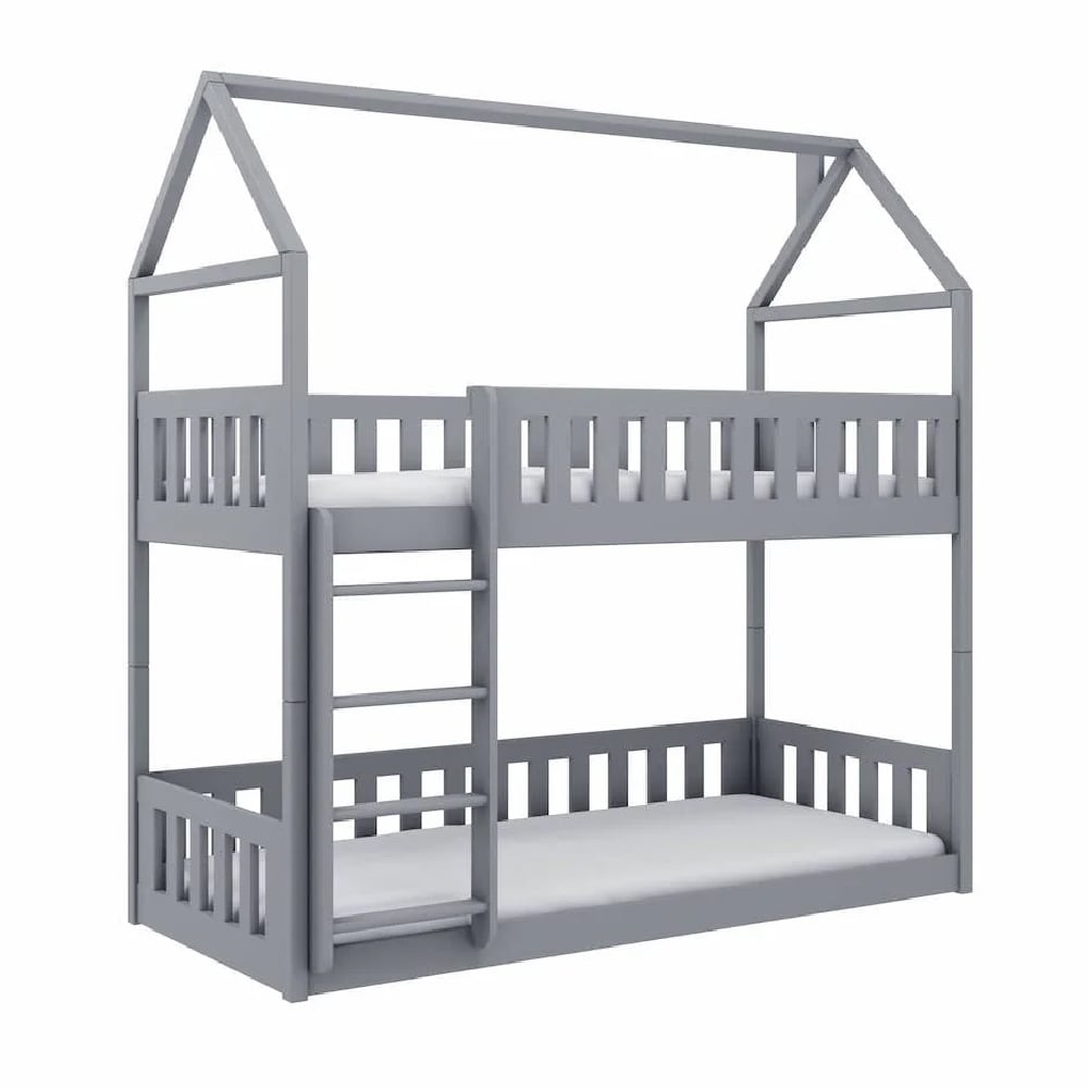 pecos wooden bunk bed with bonnell mattress in grey