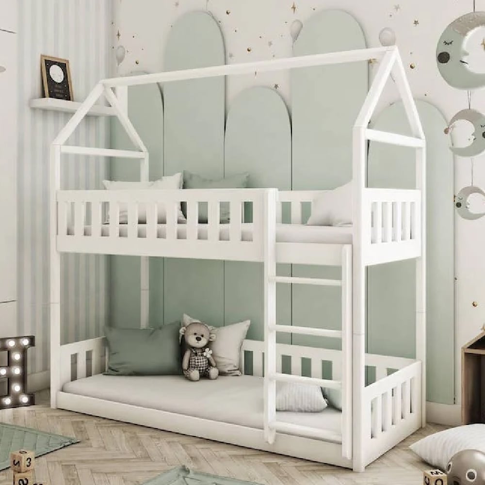 pecos wooden bunk bed without mattress in white