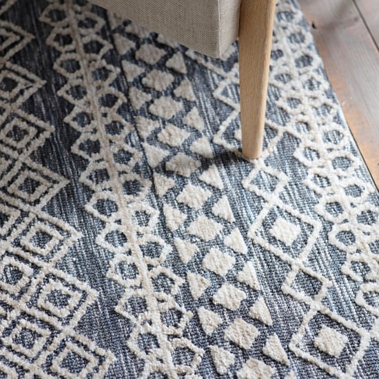 Product photograph of Peekskill Medium Polyester Fabric Rug In Natural And Teal from Furniture in Fashion